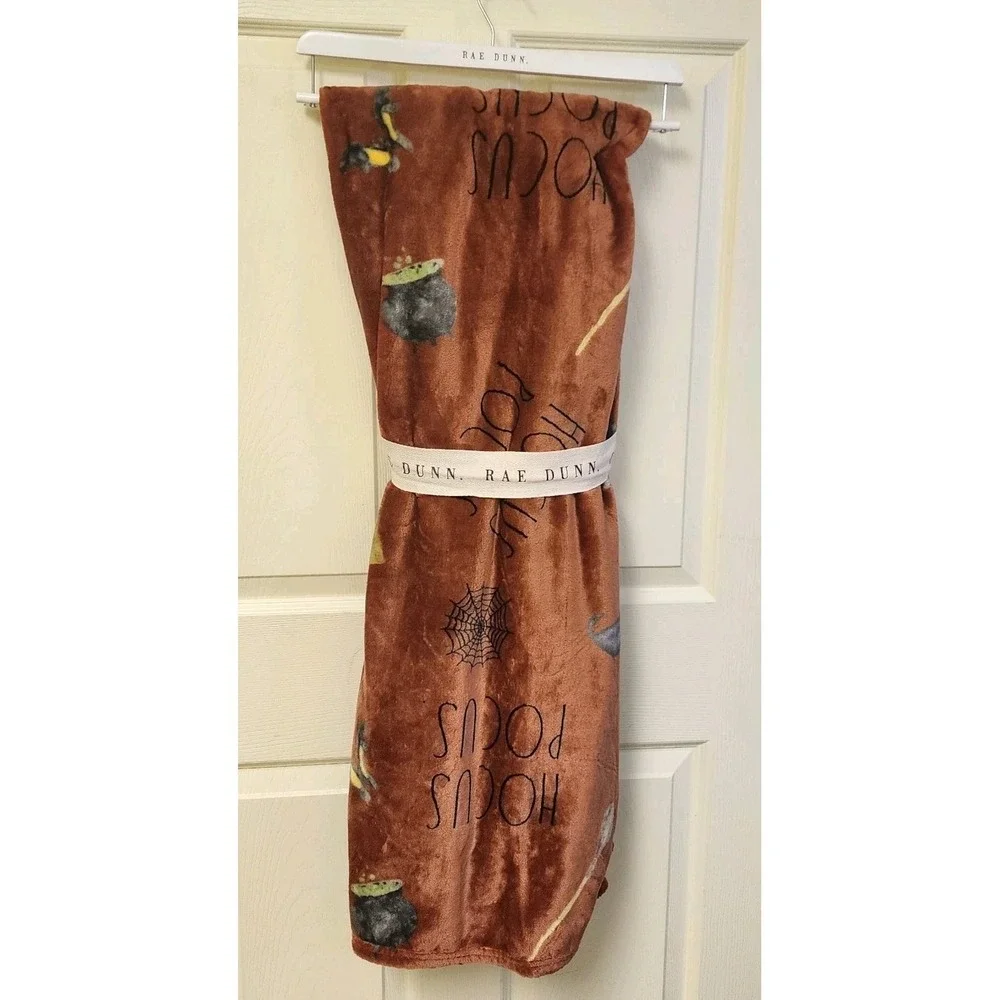 Rae Dunn Hocus Pocus Halloween Printed Plush Blanket Throw 50